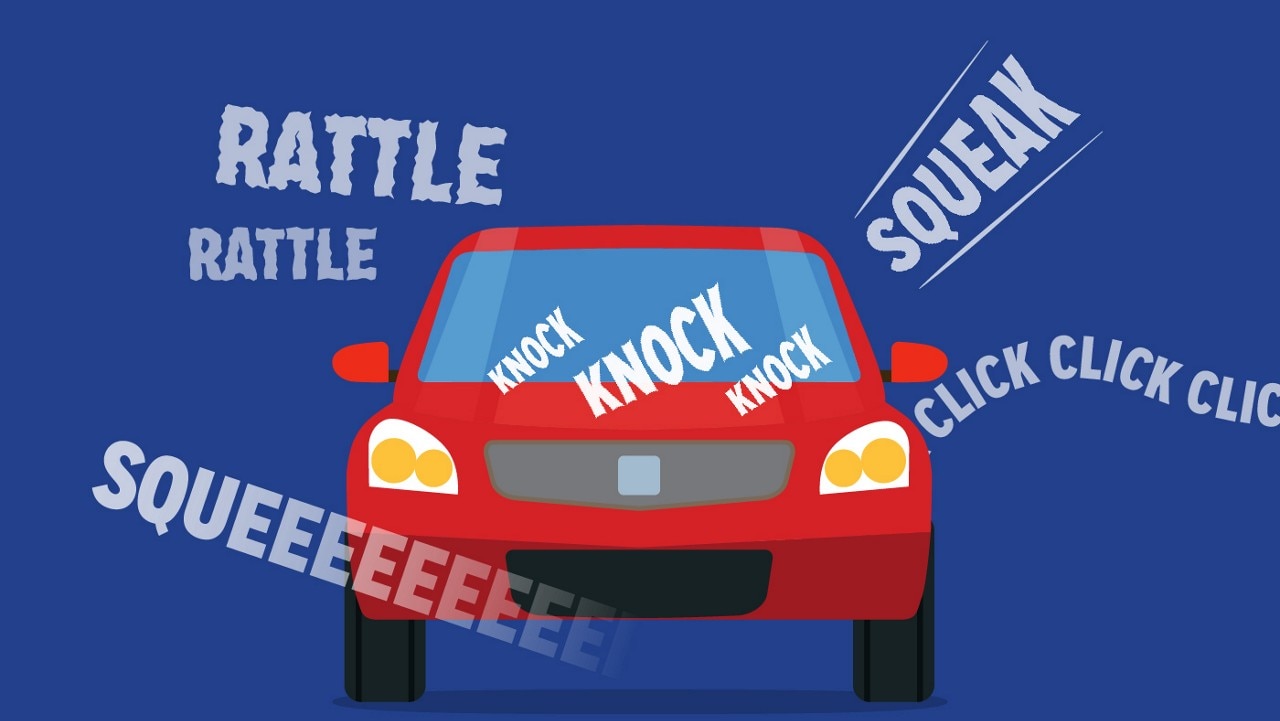 A graphic showing the various car noises a car may encounter